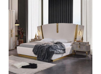 Slaapkamer tweepersoonsbed set bed nachtkastjes wit 3-delig luxe