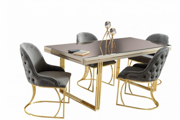 Luxe eetkamerset eethoek eetkamermeubilair eettafel stoelen set 9-delig beige