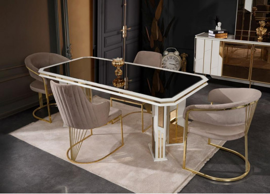Complete eetkamerset Eethoek Eetkamer Eettafel Stoelen Wit Set 9-delig