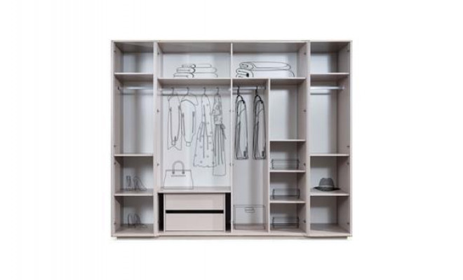 Tweepersoonsbed set Slaapkamer Bed Nachtkastjes 4-delig Beige Kast