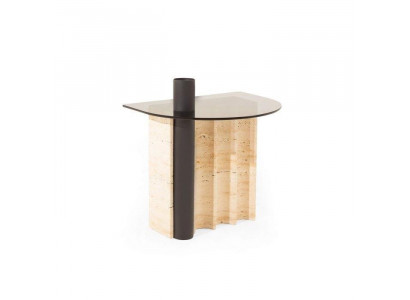 Bijzettafel met glazen blad in beige kleur Modern woonkamer Nieuwigheid