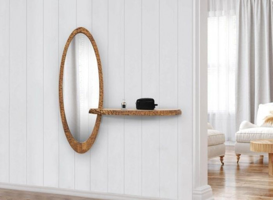 Stijlvolle plank voor de hal met spiegel nieuwigheid voor uw interieur