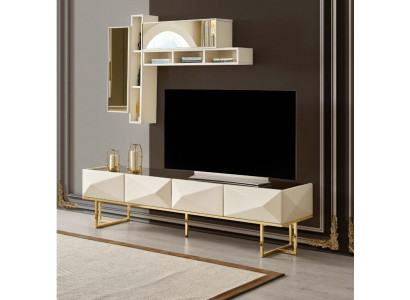 Sideboard RTV Lowboard Woonkamer TV-standaard Kast Hout Beige Planken