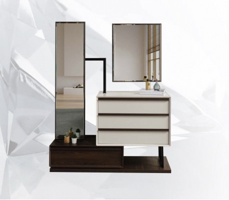 Kaptafel Kaptafel Console Tafel Spiegel Hout Wit Slaapkamer