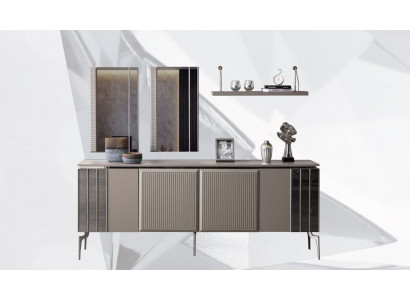 Garnituur dressoir met spiegelkast grijze dressoir hout