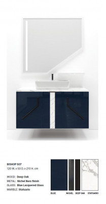 Blauwe badkamerkast Badkamermeubel Plank Badkamerkast Houten rekken