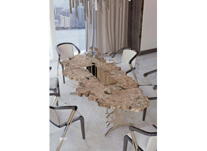 Echt houten tafel Ontwerptafels Houten eetkamertafel Woonkamer Klassieke eetkamer nieuw