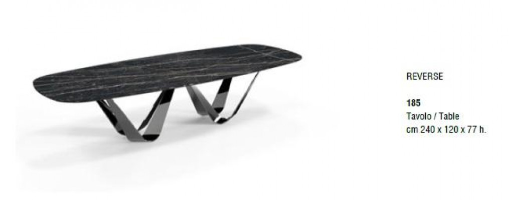 Tafel Eettafel Woonkamer Eetkamer Tafels Roestvrij staal Glas Meubels Italië Bizzotto