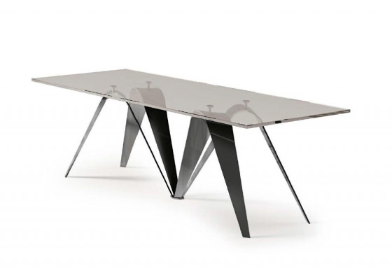 Tafel Eettafel Woonkamer Eettafel Roestvrij staal Glas Meubels Italië Bizzotto