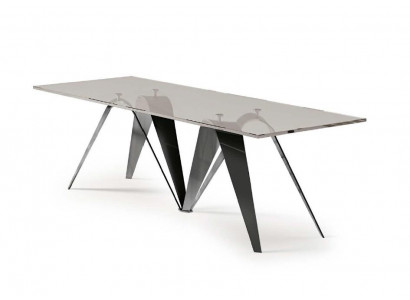 Tafel Eettafel Woonkamer Eettafel Roestvrij staal Glas Meubels Italië Bizzotto