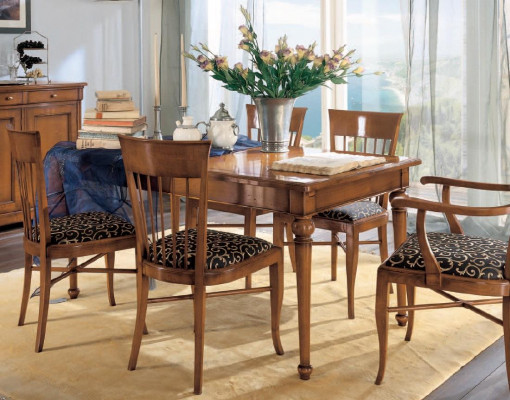Meubilair inrichting groep tafel + 4 stoel set 5-delig. Eettafelset eetkamer.