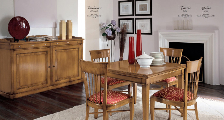 Eetkamerset Tafel 4x stoelen Tafelset Groep Garnituur Set Italië Hout