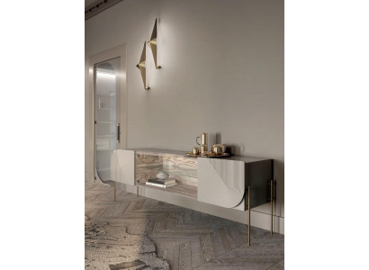 Sideboard Woonkamer meubels Sideboard Glasplank Design Bizzotto Natuurlijk houten meubels
