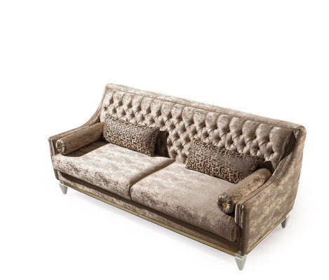 Beige Chesterfield bankstel 4+3 zits Stijlvolle fauteuil ontwerp set