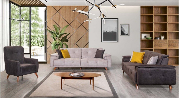 Woonkamer meubels Stijlvolle driezitter 3-zits gestoffeerde fauteuil 3-delig set