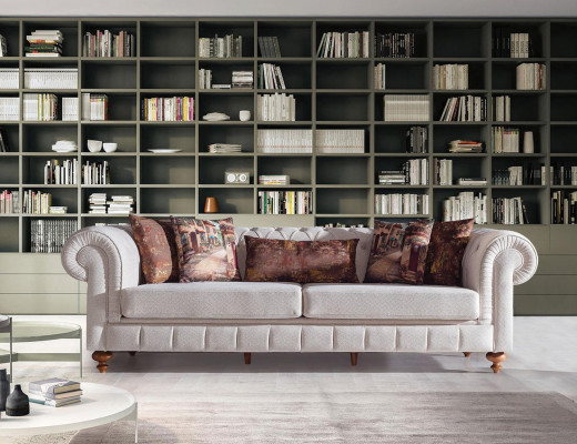 Wit-Bruine Chesterfield zitgroep Designerbanken Luxe set 3+2+1