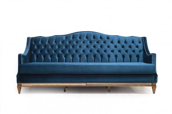 Moderne Blauwe Chesterfield bankstel Designer Driepersoons Luxe Fauteuil