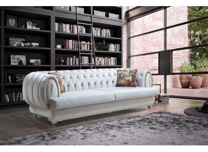Witte Chesterfield driezits Moderne sofa Stijlvolle woonkamer bank