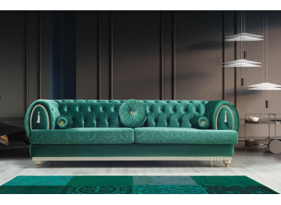 Moderne bank 3-zits groene bank Luxe woonkamerbank Houten frame