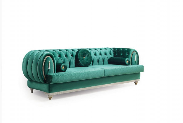 Moderne bank 3-zits groene bank Luxe woonkamerbank Houten frame