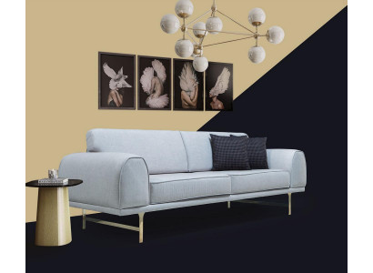 Grijze moderne 3-zits designer woonkamerbank luxe gestoffeerde bank