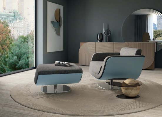 Draaibare fauteuil Ontwerp Bizzotto Woonkamer Italiaanse meubels Relaxfauteuil