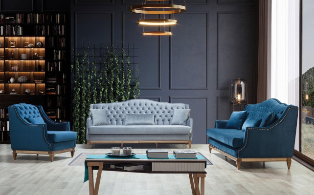 Moderne grijze fauteuil van textiel met één zitplaats van leer voor in de woonkamer, nieuw.