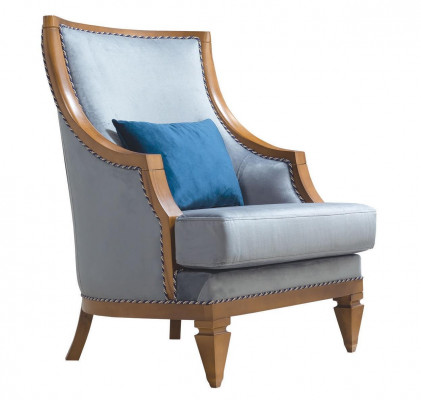 Moderne grijze fauteuil van textiel met één zitplaats van leer voor in de woonkamer, nieuw.