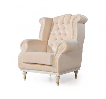 Witte retro fauteuil Chesterfield eenzits barkruk woonkamer 1-zits