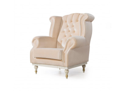 Witte retro fauteuil Chesterfield eenzits barkruk woonkamer 1-zits