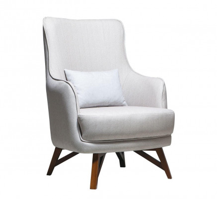 Witte relaxfauteuil, moderne woonkamer met armleuningen, eenzitter.