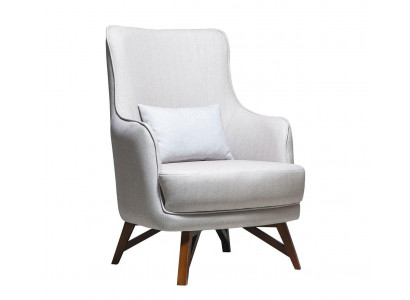Witte relaxfauteuil, moderne woonkamer met armleuningen, eenzitter.