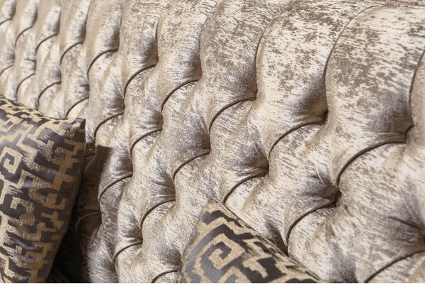 Beige 3-zits stoffen bank Chesterfield Driezitsbank Beklede Banken 3-zits