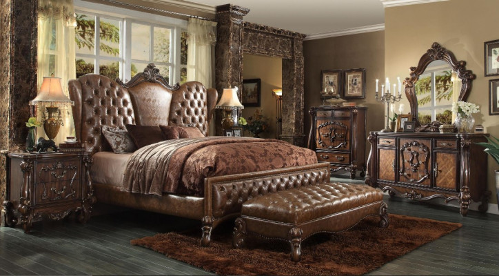 Chesterfield bed 2x nachtkastjes 3-delige set meubels barok rococo slaapkamerset