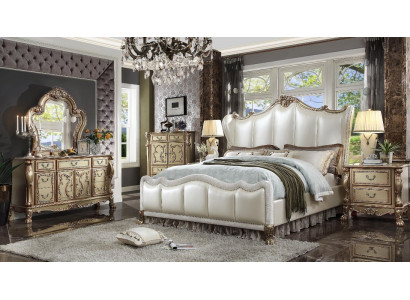 Koninklijke slaapkamer set bed + 2 nachtkastjes Lederen bedden Dubbel Hotel nieuw