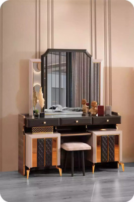 Luxe bedcombinatie set 6-delig Beige Stof Bed met opbergruimte Slaapkamer