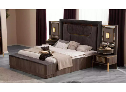 Slaapkamerbedden Tweepersoonsbed Grijs Stof Set 4-delig Bed Luxe