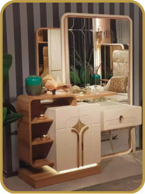 Ontwerp Kaptafel Spiegel Beige Console Luxe Slaapkamer