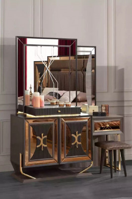 Luxe Gouden make-uptafel consolekaptafel houten console nieuw