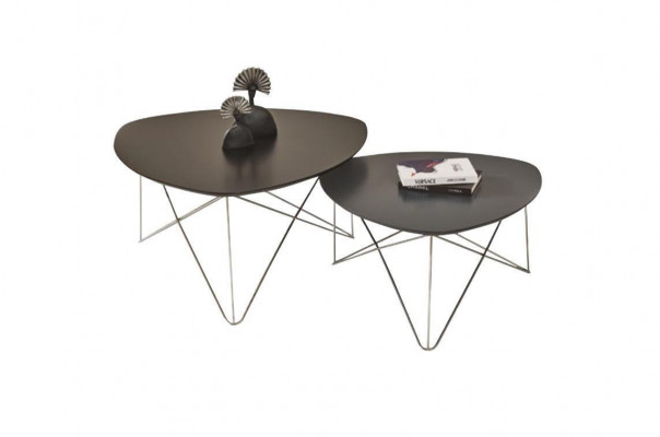 Groep salontafel bijzettafel koffietafel grijs 2-delige set tafel hout