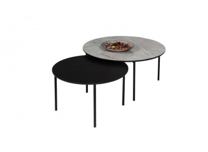 Koffietafel groep salontafel bijzettafel zwart set tafel hout 2 delen