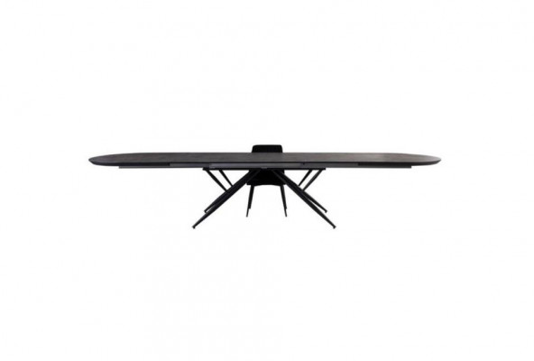 Ovale eettafel Uitschuifbare eettafel Grijze houten eettafel Groot