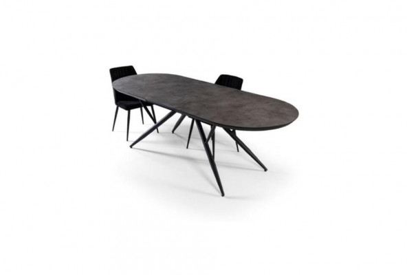 Ovale eettafel Uitschuifbare eettafel Grijze houten eettafel Groot