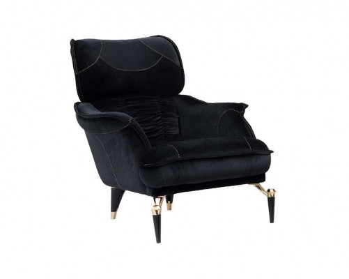 Perfect zachte fauteuil voor de woonkamer in zwart, gloednieuw luxe meubilair textiel.