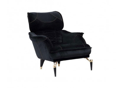 Perfect zachte fauteuil voor de woonkamer in zwart, gloednieuw luxe meubilair textiel.
