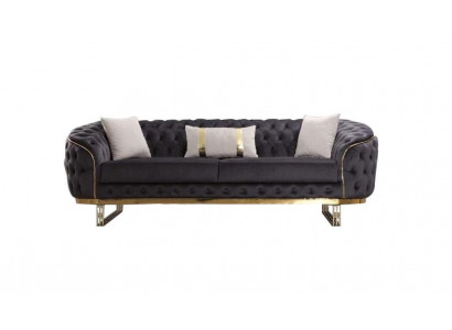 Designer bank 3-zits stof bank gestoffeerde banken design bruin Chesterfield