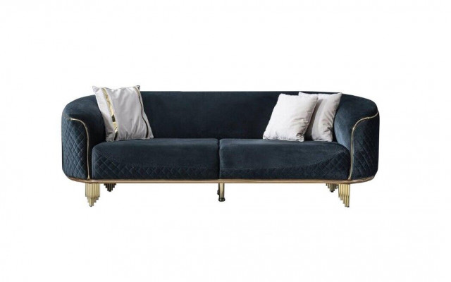 Moderne Nieuwe Bank 3-Zits Gestoffeerde Bank Blauw Textiel Zitmeubel Ontwerp Bank