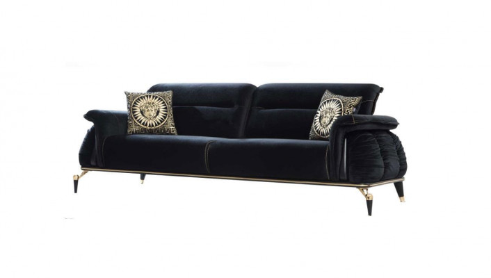 Bankstel 3-zits zwart Chesterfield Designer meubels Woonkamerbanken Luxe