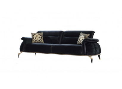 Bankstel 3-zits zwart Chesterfield Designer meubels Woonkamerbanken Luxe