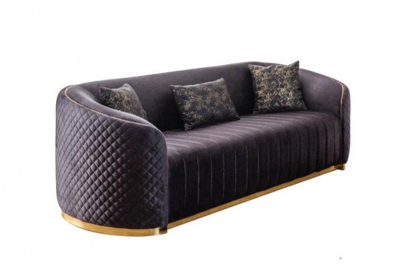 Sofa Luxe Woonkamer Modern Driepersoons Meubel Zwart 3 Zits Hout Textiel